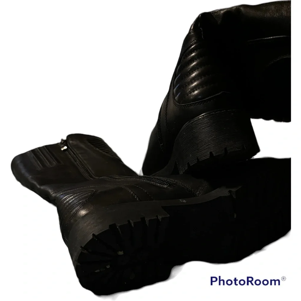 Leather moto boot lug sole - Picture 3 of 5